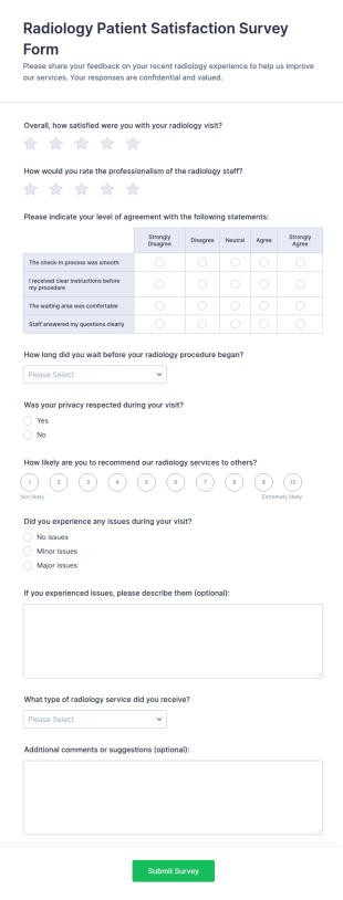 Radiology Patient Satisfaction Survey Form Template