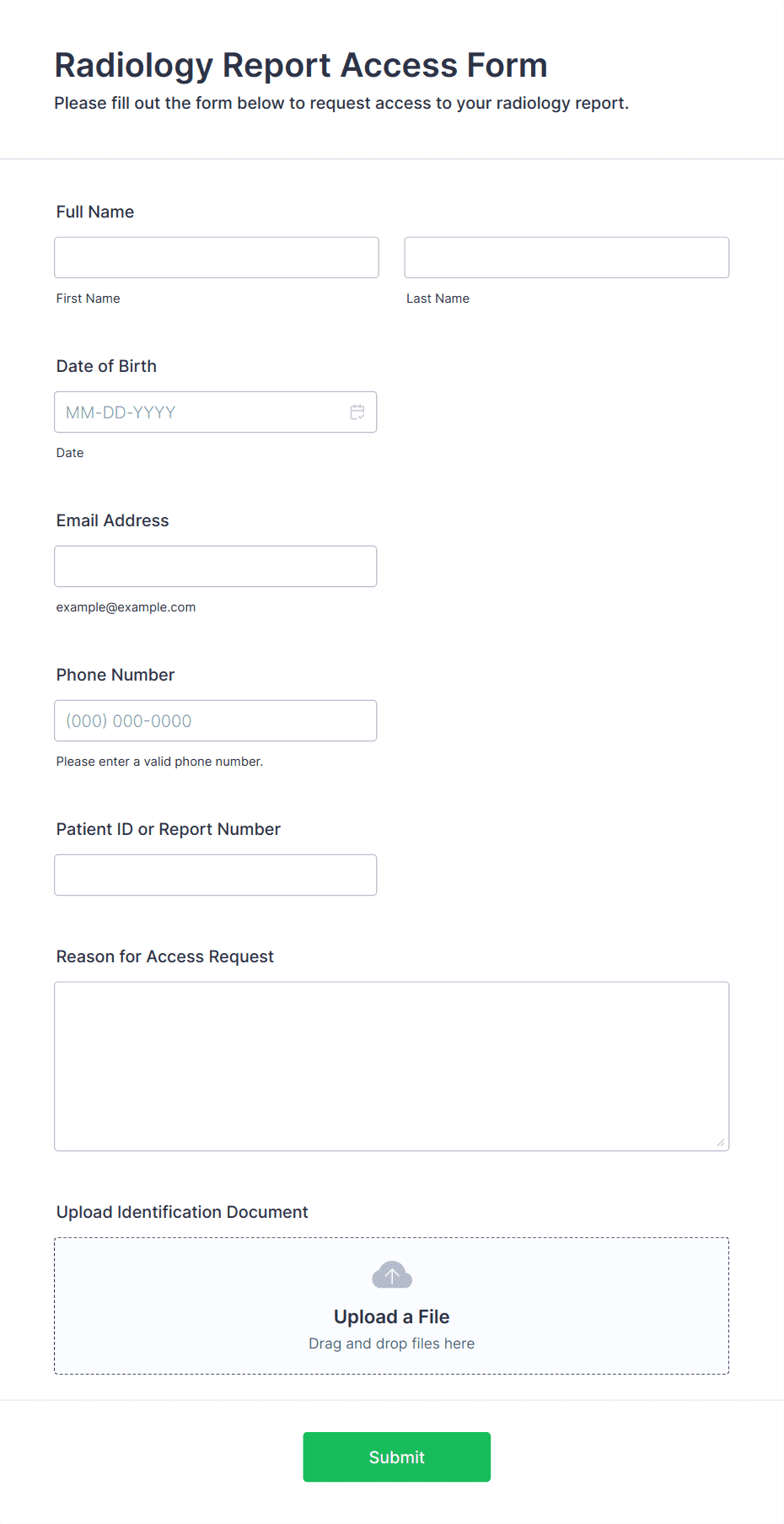 Radiology Report Access Form Template | Jotform
