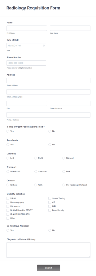 Radiology Requisition Form Template