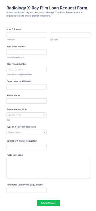 Radiology X Ray Film Loan Request Form Template