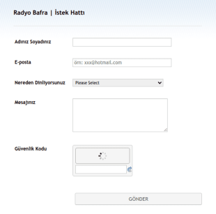 Radyo Bafra İstek Form Şablonu