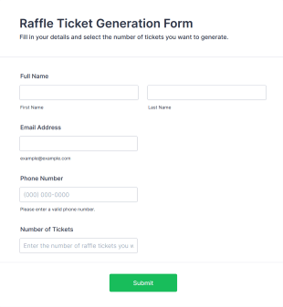 Raffle Ticket Generation Form Template
