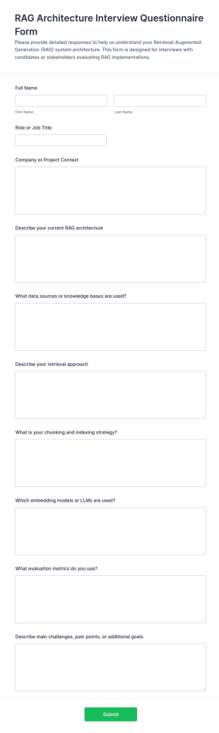 RAG Architecture Interview Questionnaire Form Template