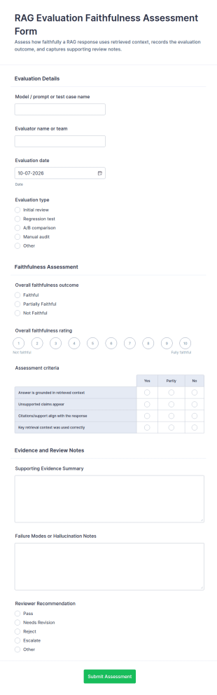 RAG Faithfulness Assessment Form Template