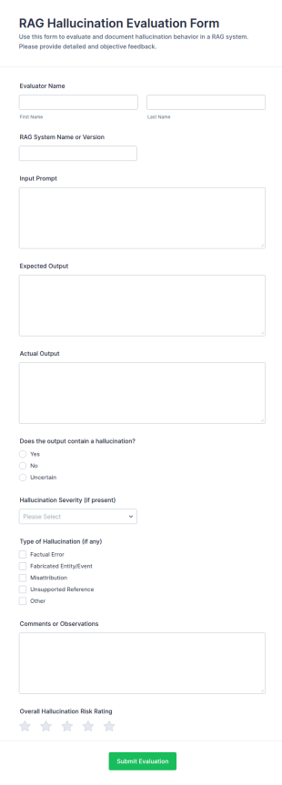 RAG Hallucination Evaluation Form Template