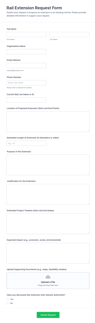 Rail Extension Request Form Template