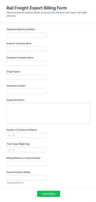 Rail Freight Export Billing Form Template