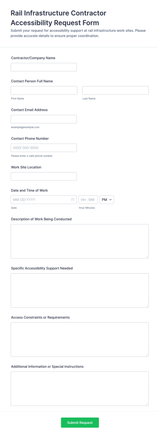 Rail Infrastructure Contractor Accessibility Request Form Template