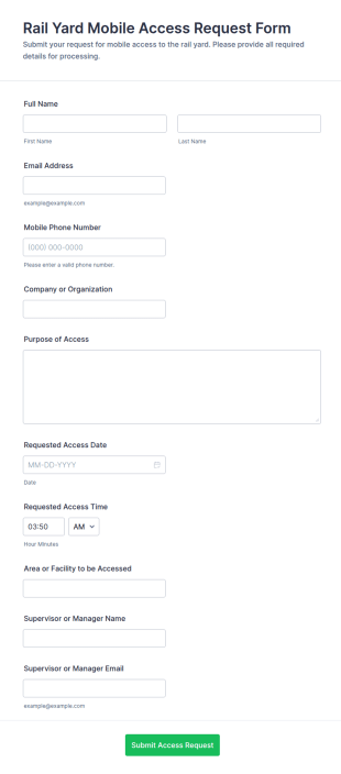 Rail Yard Mobile Access Request Form Template