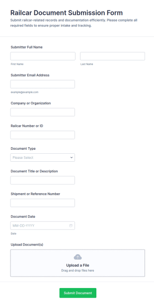 Railcar Document Submission Form Template