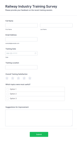 Railway Industry Training Survey Form Template