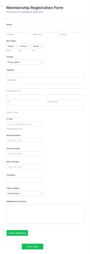 Alumni Association Membership Registration Form Template