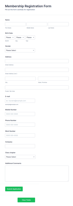 Alumni Association Membership Registration Form Template