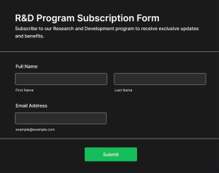 R&D Program Subscription Form Form Template