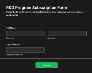 R&D Program Subscription Form Template