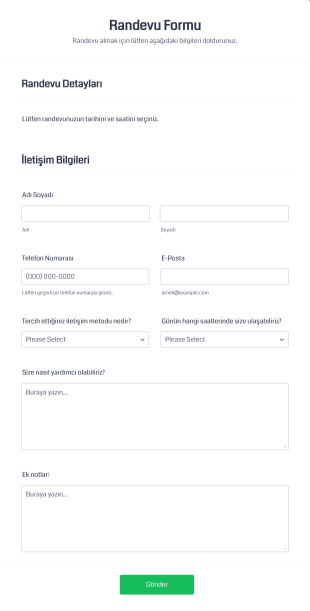 Randevu Form Template