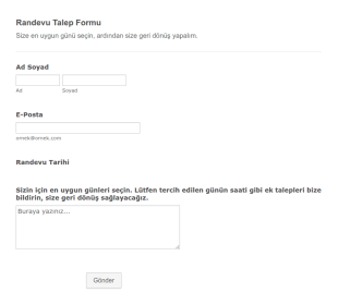 Randevu Oluşturma Talep Form Şablonu