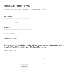 Randevu Oluşturma Talep Form Template