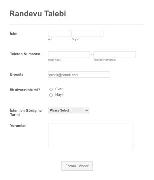 Randevu Talebi Form Template