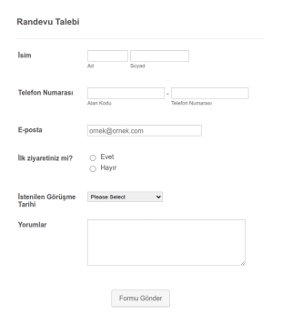 Randevu Talebi Form Şablonu