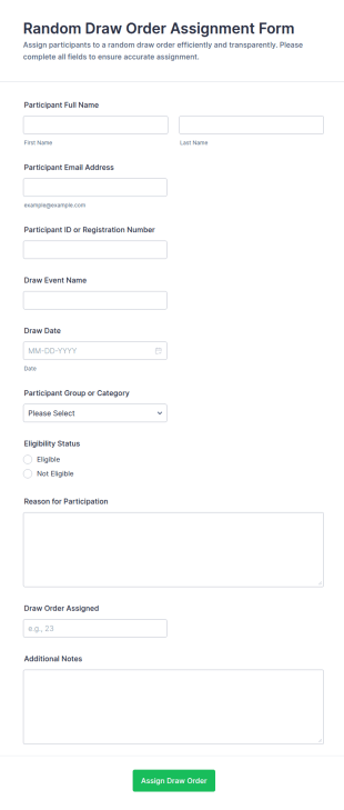 Random Draw Order Assignment Form Template