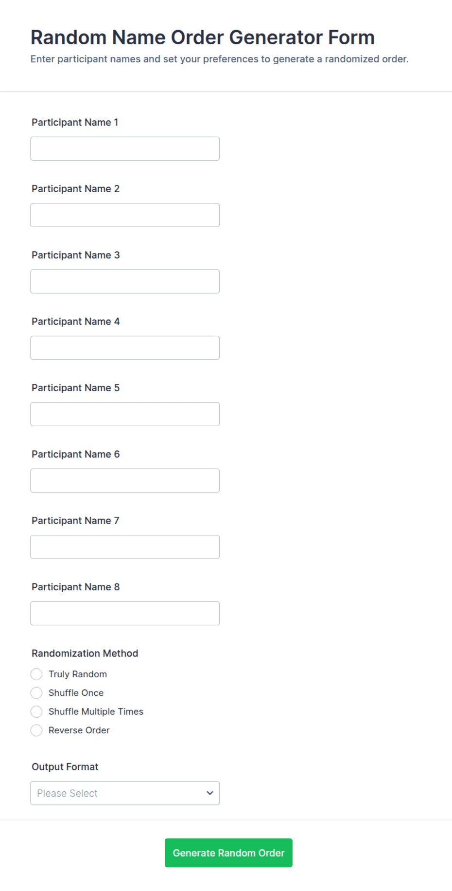 Random Name Order Generator Form Template | Jotform