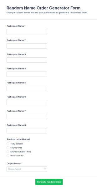 Random Name Order Generator Form Template