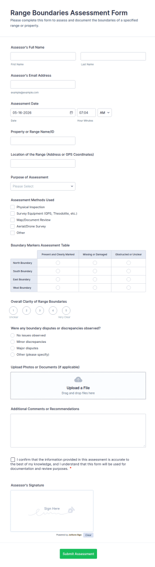 Range Boundaries Assessment Form Template