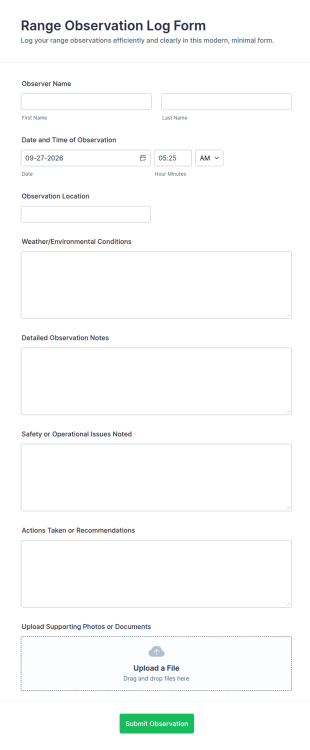 Range Observation Log Form Template