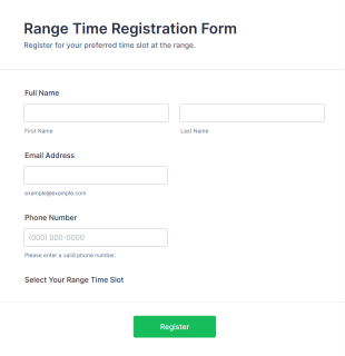 Range Time Registration Form Template