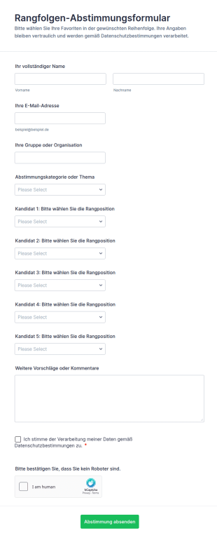 Rangfolgen Abstimmungsformular