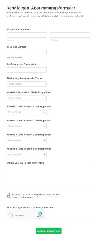 Rangfolgen Abstimmungsformular