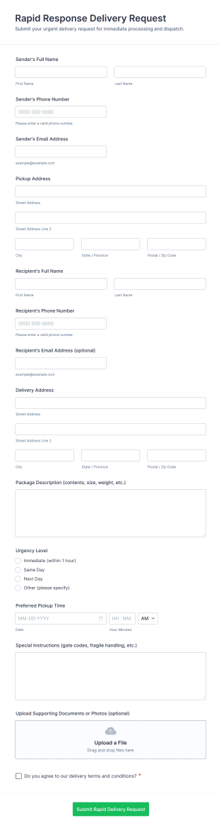Rapid Response Delivery Request Form Template