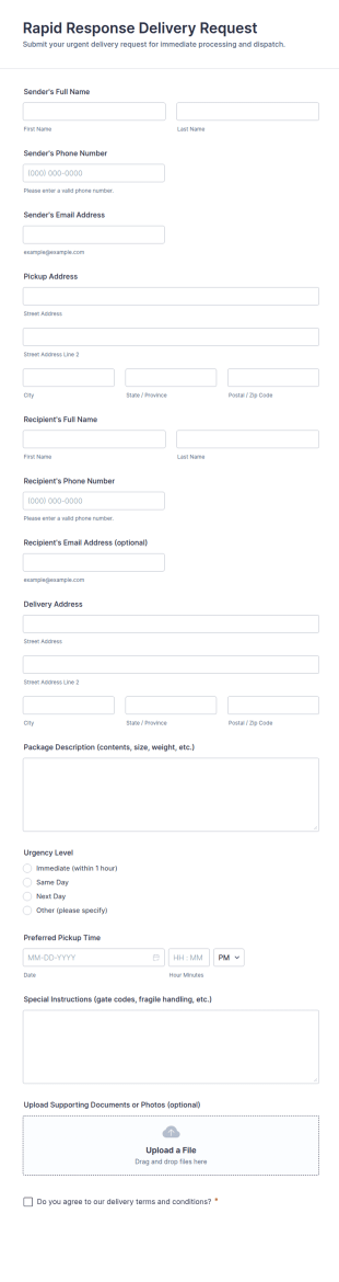 Rapid Response Delivery Request Form Template