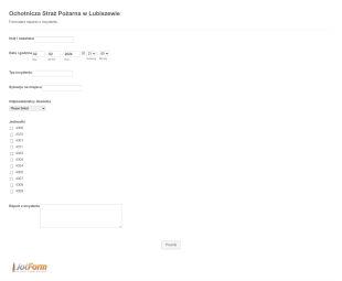 Raport Z Incydentu Ochotniczej Straży Pożarnej Form Template
