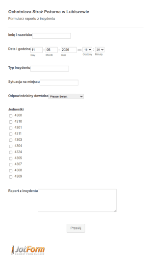 Raport Z Incydentu Ochotniczej Straży Pożarnej