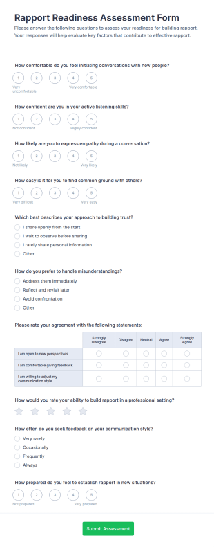 Rapport Readiness Assessment Form Template