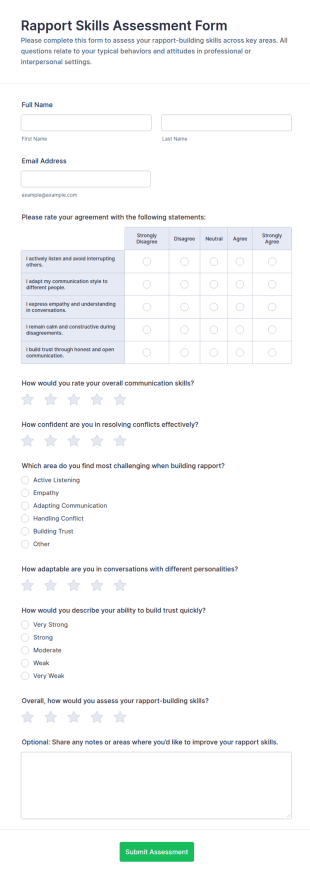 Rapport Skills Assessment Form Template