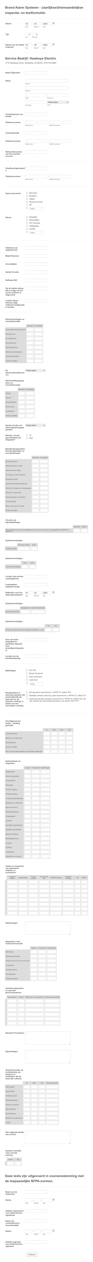 Rapportformulier Brandalarmsysteem Form Template