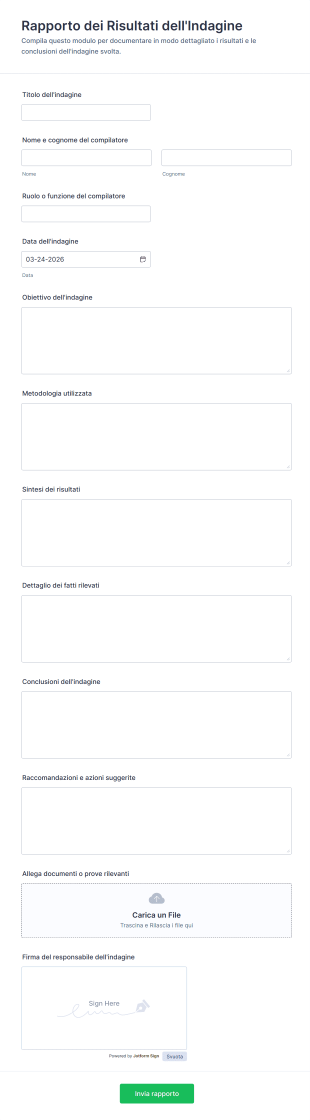 Rapporto Dei Risultati Dell'Indagine