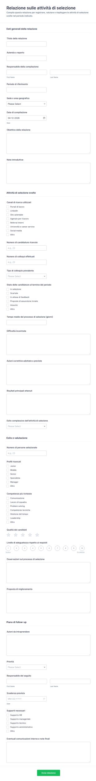 Rapporto Di Attività Di Reclutamento Form