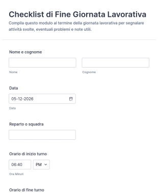 Rapporto Di Fine Giornata Form 📝