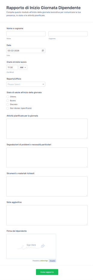 Rapporto Di Inizio Giornata Dipendente