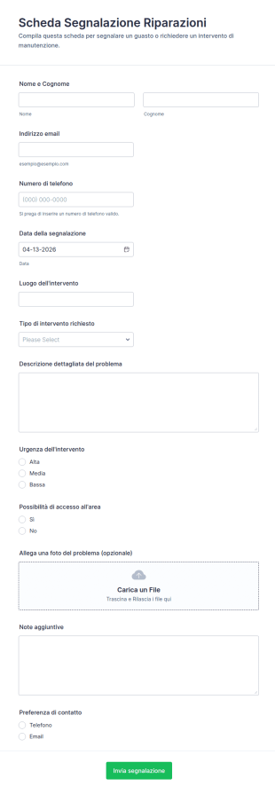 Rapporto Di Riparazione Modulo