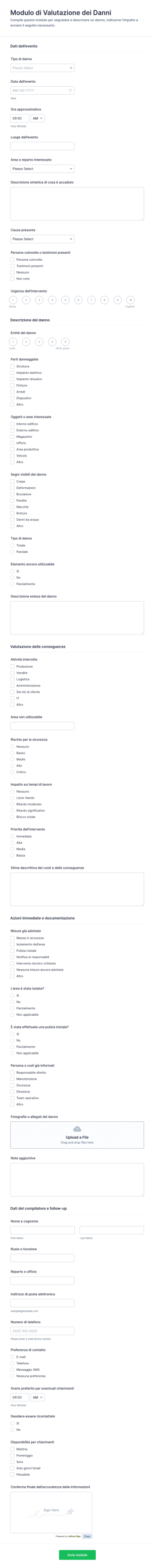 Rapporto Di Valutazione Dei Danni Form