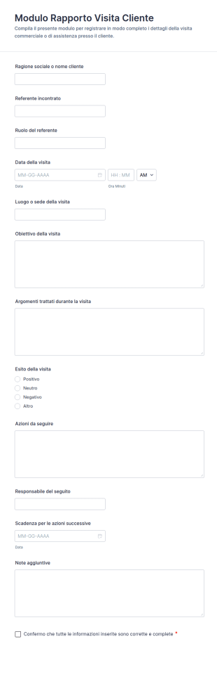 Rapporto Di Visita Cliente Modulo