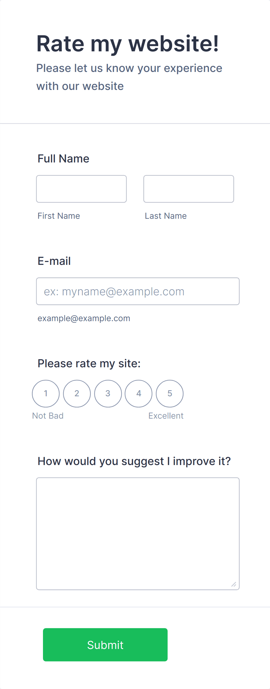 Rate my website Form Template | Jotform