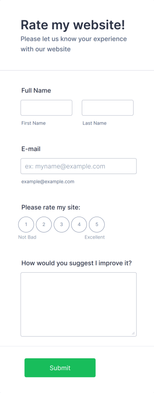 Rate My Website Form Template