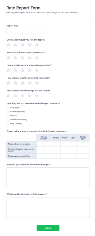 Rate Report Form Template