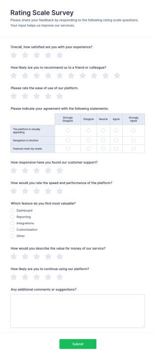 Rating Scale Survey Form Template